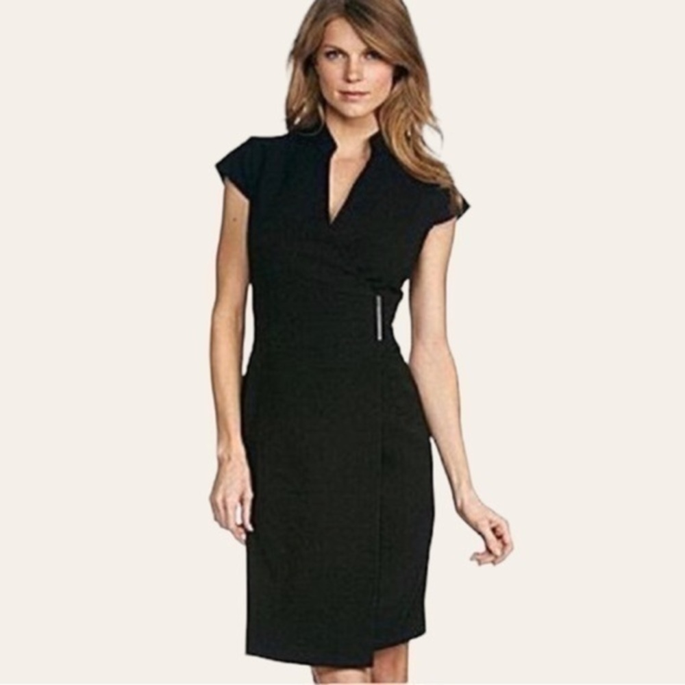 Calvin Klein Black Cap-Sleeve Mini Dress